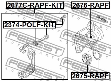 Mocowanie zacisku hamulca - zestaw FEBEST 2677C-RAPF-KIT