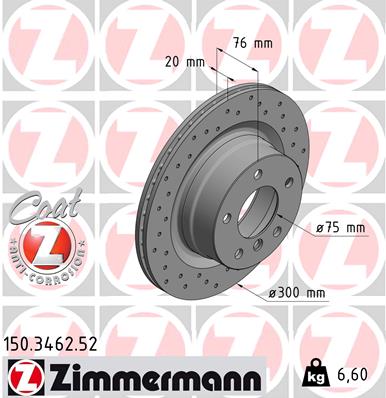 Tarcza hamulcowa ZIMMERMANN 150.3462.52