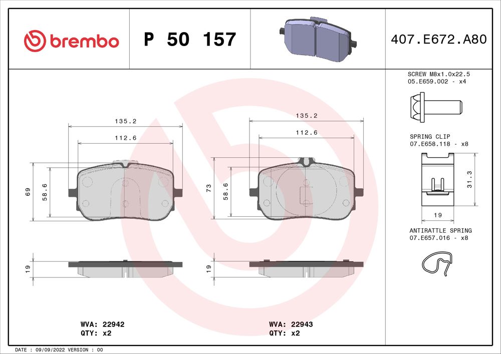 Klocki hamulcowe BREMBO P 50 157