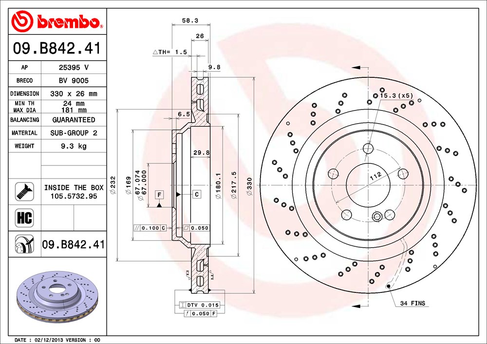 Tarcza hamulcowa BREMBO 09.B842.41