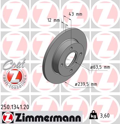 Tarcza hamulcowa ZIMMERMANN 250.1341.20