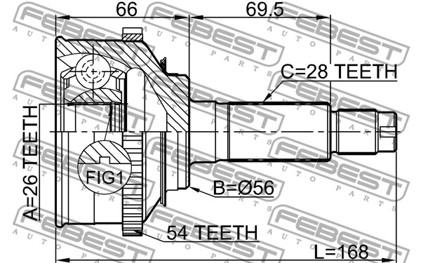 Przegub FEBEST 2210-016A54