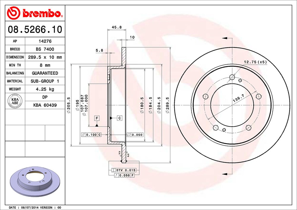 Tarcza hamulcowa BREMBO 08.5266.10