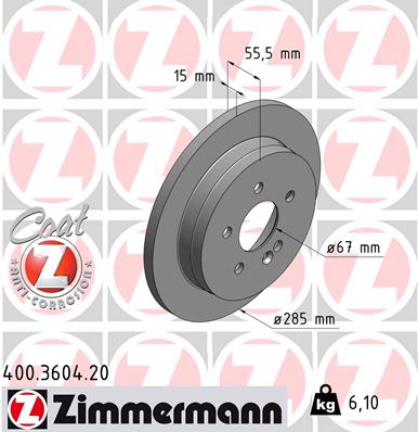 Tarcza hamulcowa ZIMMERMANN 400.3604.20