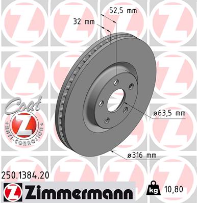 Tarcza hamulcowa ZIMMERMANN 250.1384.20