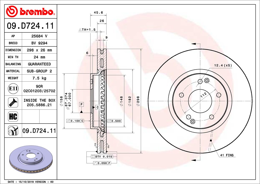 Tarcza hamulcowa BREMBO 09.D724.11