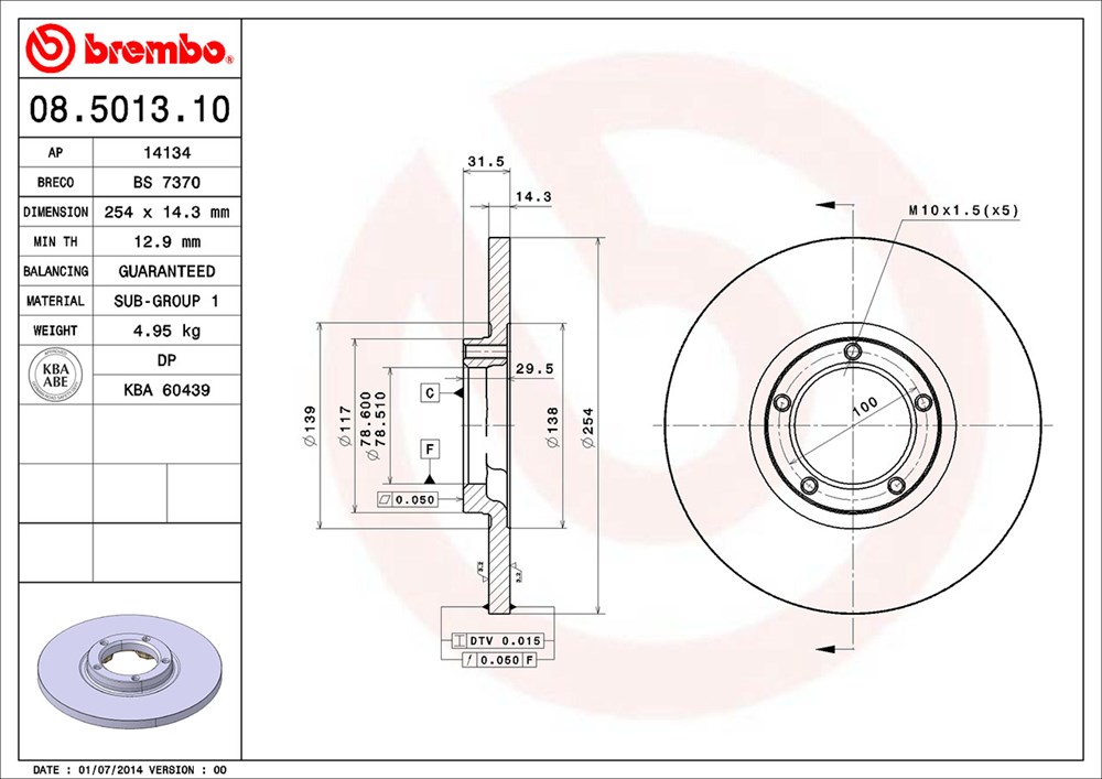 Tarcza hamulcowa BREMBO 08.5013.10