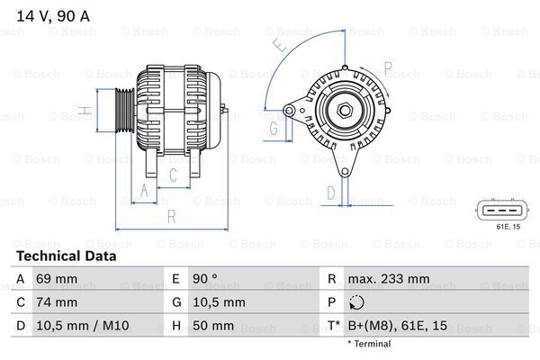 Alternator BOSCH 0 986 040 390