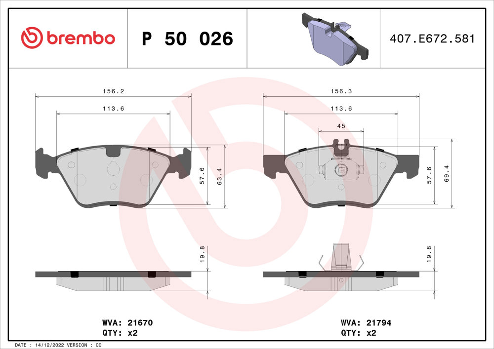 Klocki hamulcowe BREMBO P 50 026