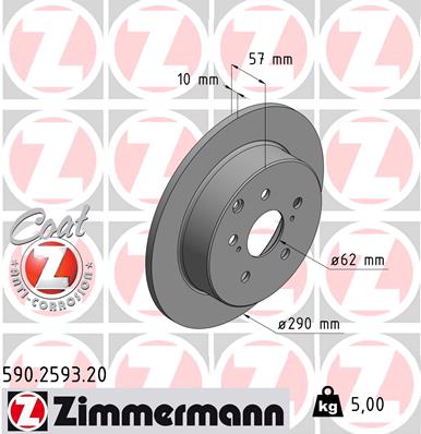 Tarcza hamulcowa ZIMMERMANN 590.2593.20