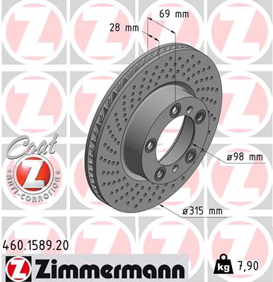 Tarcza hamulcowa ZIMMERMANN 460.1589.20