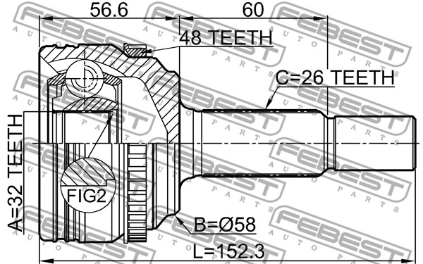 Przegub wału FEBEST 0110-ZRE142A48