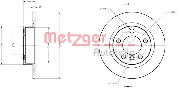 Tarcza hamulcowa METZGER 6110645