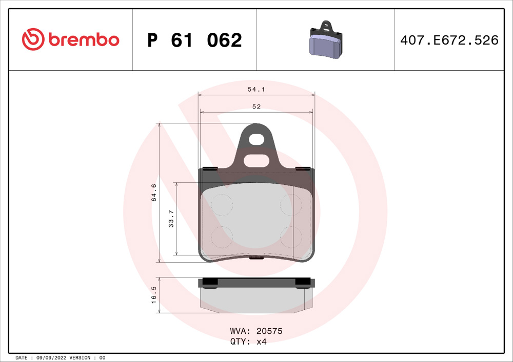 Klocki hamulcowe BREMBO P 61 062
