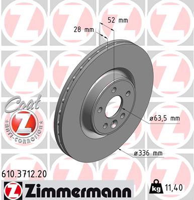 Tarcza hamulcowa ZIMMERMANN 610.3712.20