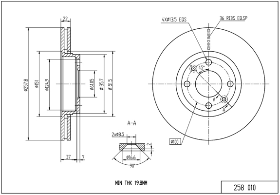 Tarcza hamulcowa HART 258 010