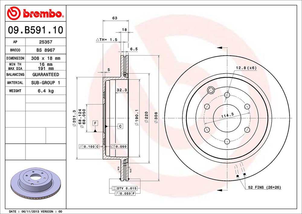 Tarcza hamulcowa BREMBO 09.B591.10