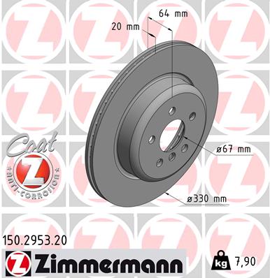 Tarcza hamulcowa ZIMMERMANN 150.2953.20