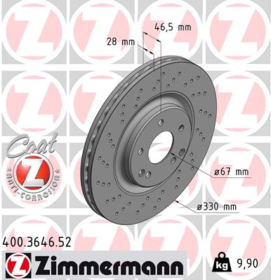 Tarcza hamulcowa ZIMMERMANN 400.3646.52