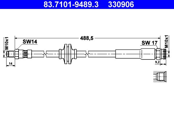 Przewód hamulcowy elastyczny ATE 83.7101-9489.3