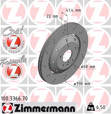 Tarcza hamulcowa ZIMMERMANN 100.3366.70