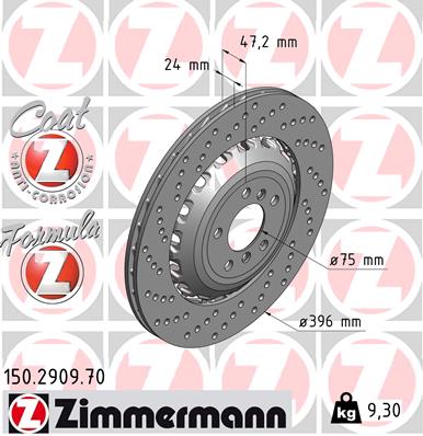 Tarcza hamulcowa ZIMMERMANN 150.2909.70