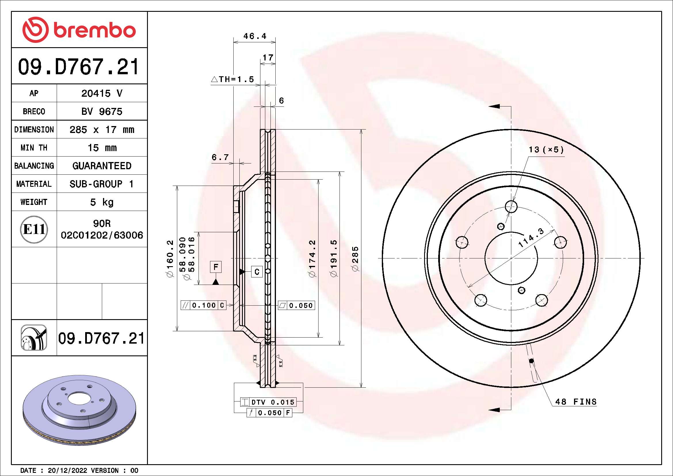 Tarcza hamulcowa BREMBO 09.D767.21