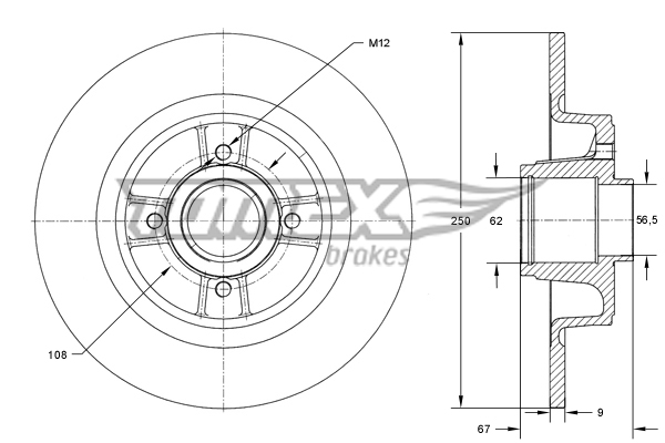Tarcza hamulcowa TOMEX BRAKES TX 73-571