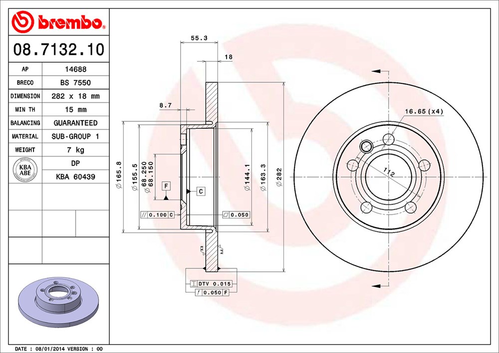 Tarcza hamulcowa BREMBO 08.7132.10