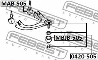 Sworzeń wahacza FEBEST 0420-505