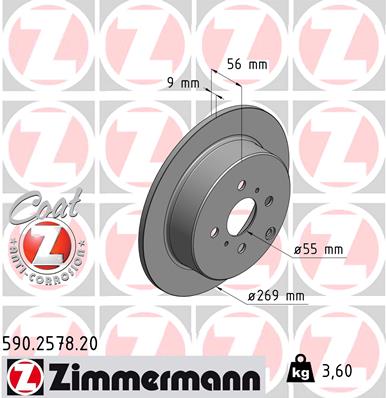 Tarcza hamulcowa ZIMMERMANN 590.2578.20