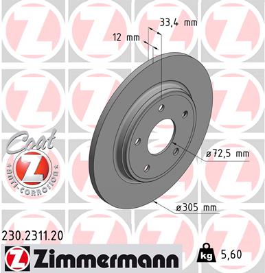 Tarcza hamulcowa ZIMMERMANN 230.2311.20