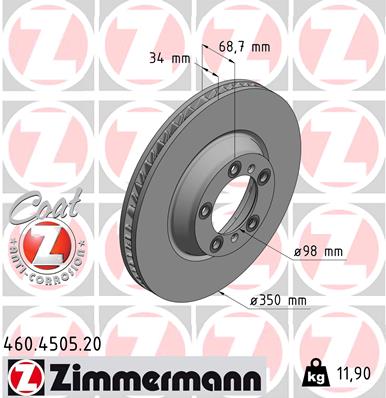 Tarcza hamulcowa ZIMMERMANN 460.4505.20