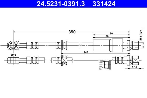 Przewód hamulcowy elastyczny ATE 24.5231-0391.3