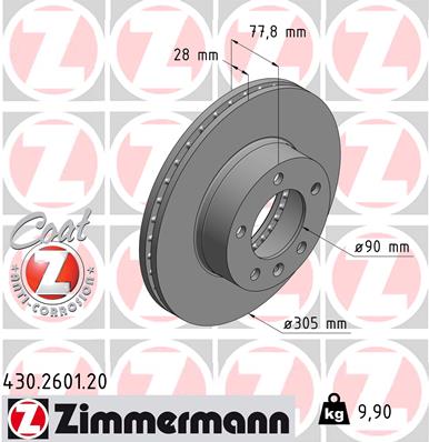 Tarcza hamulcowa ZIMMERMANN 430.2601.20