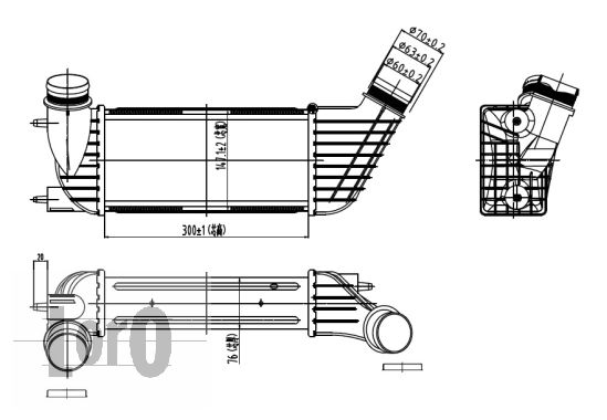 Chłodnica powietrza intercooler ABAKUS 009-018-0002