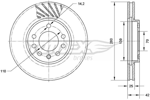 Tarcza hamulcowa TOMEX BRAKES TX 70-11