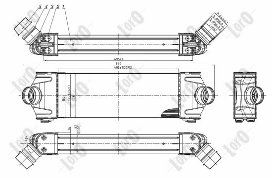 Chłodnica powietrza intercooler ABAKUS 017-018-0013