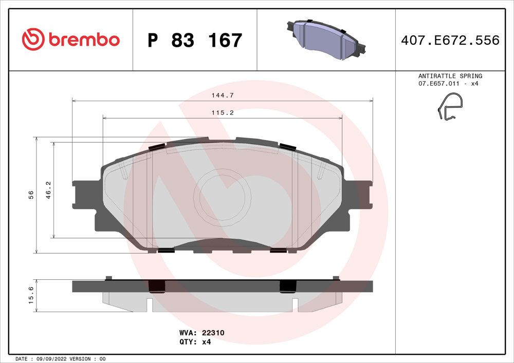 Klocki hamulcowe BREMBO P 83 167