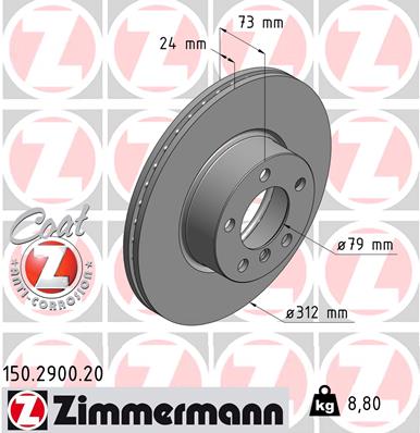 Tarcza hamulcowa ZIMMERMANN 150.2900.20