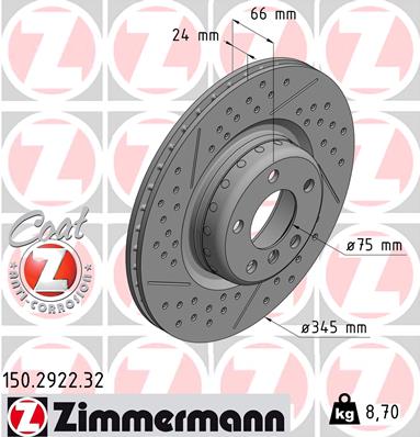 Tarcza hamulcowa ZIMMERMANN 150.2922.32