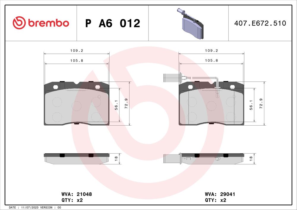 Klocki hamulcowe BREMBO P A6 012