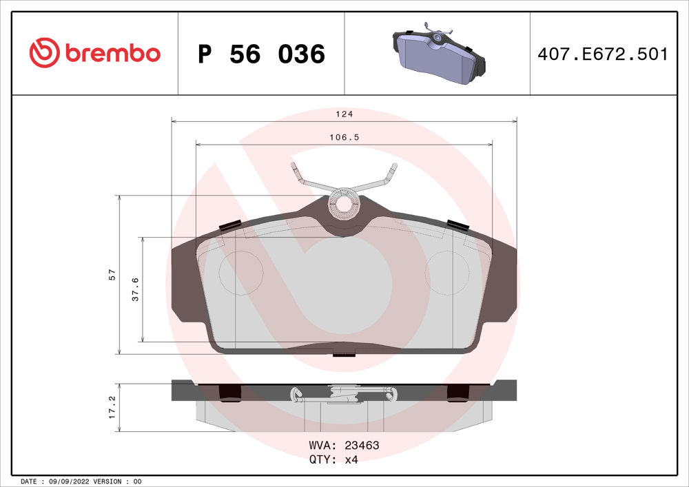 Klocki hamulcowe BREMBO P 56 036