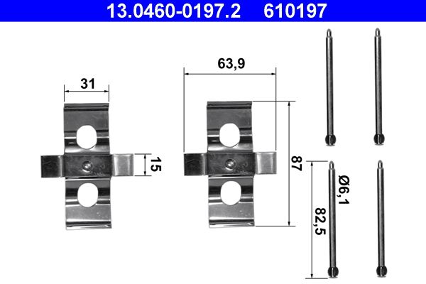 Zestaw akcesoriów montażowych  klocków hamulcowych ATE 13.0460-0197.2