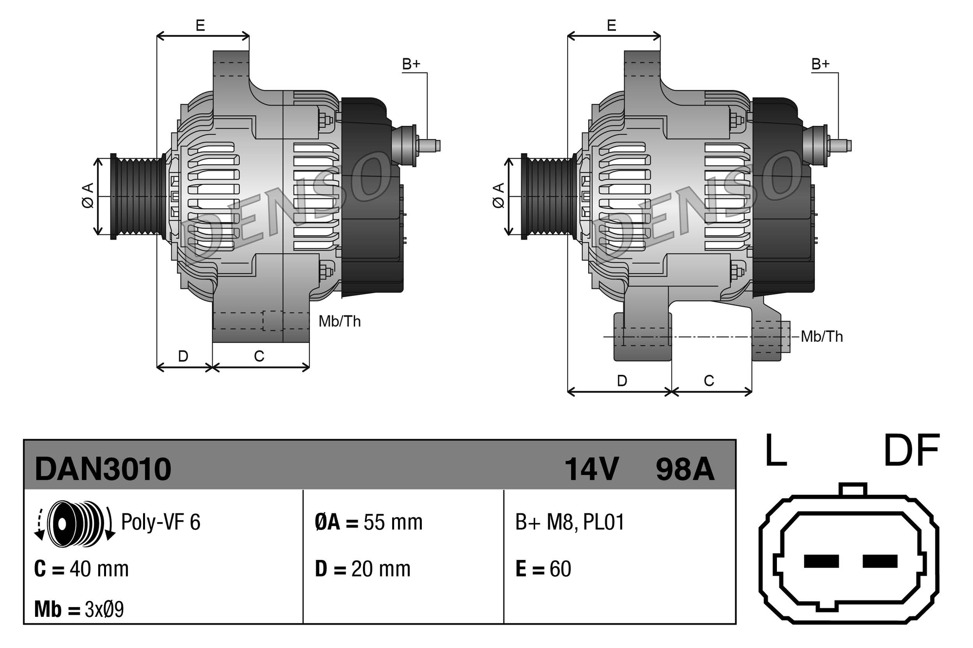 Alternator DENSO DAN3010