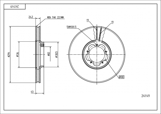 Tarcza hamulcowa HART 241 149