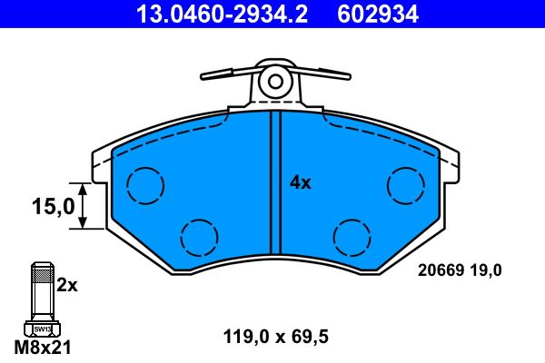 Klocki hamulcowe ATE 13.0460-2934.2