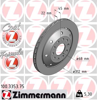 Tarcza hamulcowa ZIMMERMANN 100.3353.75