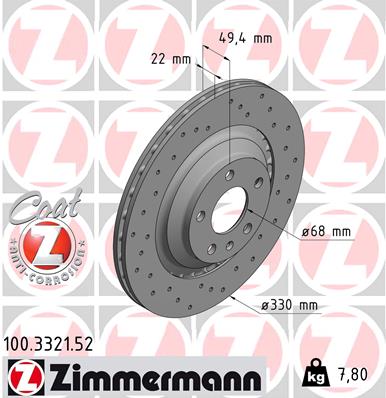 Tarcza hamulcowa ZIMMERMANN 100.3321.52