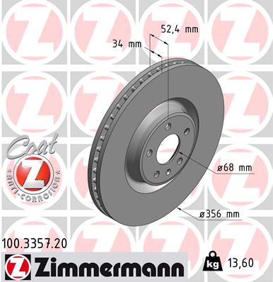 Tarcza hamulcowa ZIMMERMANN 100.3357.20